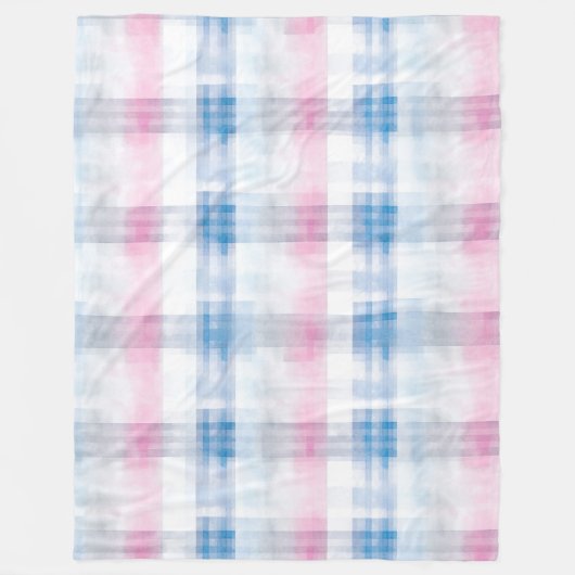 Chique roze blauwe strepen fleece deken (Voorkant)