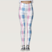 Chique roze blauwe strepen leggings (Voorkant)