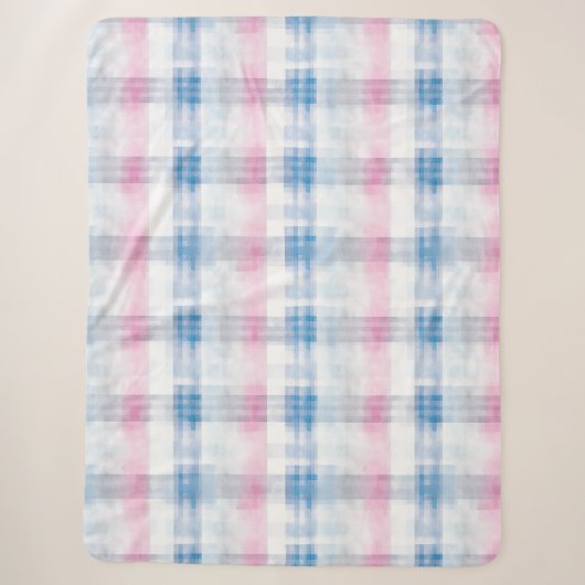 Chique roze blauwe strepen sherpa deken (Voorkant)