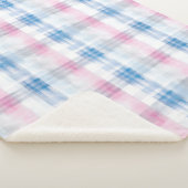 Chique roze blauwe strepen sherpa deken (3/4)