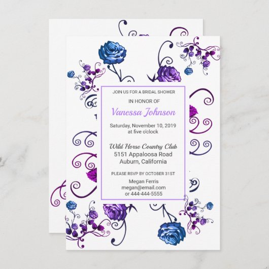 Chique roze bloem bruiloft uitnodiging (Voorkant / Achterkant)