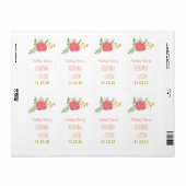 Chique roze bloem groen blad bruiloft wijn etiket (Full Sheet)