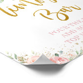 Chique roze bloem mimosa bar bubbel drank  poster (Hoek)