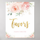 Chique Roze Bloem Roze Goud Blad Favorieten Bord Poster (Voorkant)