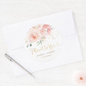 Chique Roze Bloem Rozen Honingpot  Ronde Sticker (Envelop)