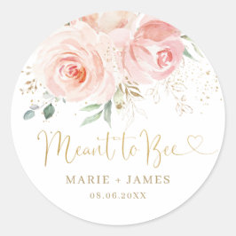 Chique Roze Bloem Rozen Honingpot Ronde Sticker