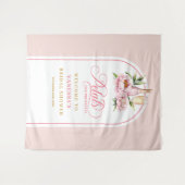 Chique roze bloemblaadjes en prosecco bruidsfeest wandkleed (Voorkant (horizontaal))