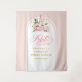 Chique roze bloemblaadjes en prosecco bruidsfeest wandkleed (Voorkant)