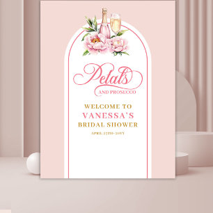 Chique roze bloemblaadjes en prosecco bruidsfeest wandkleed