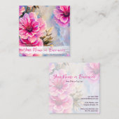  chique roze bloembloemen vierkante visitekaartje (Voorkant / Achterkant)