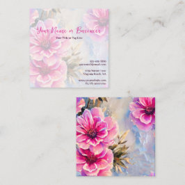  chique roze bloembloemen vierkante visitekaartje