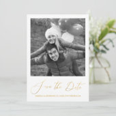 Chique roze bloemcalligrafie Foto Save the Date (Staand voorkant)