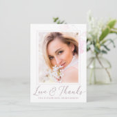 Chique Roze Bloemen Aquarel Foto Bruiloftssalon Bedankkaart (Staand voorkant)