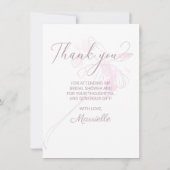 Chique Roze Bloemen Aquarel Foto Bruiloftssalon Bedankkaart (Achterkant)