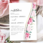 Chique roze bloemen bladeren islamitische moslim b kaart