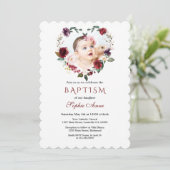 Chique Roze Bloemen Bloem Foto Doop Kaart (Staand voorkant)