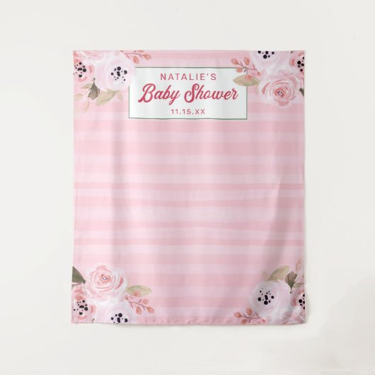 Chique Roze Bloemen Fotografie Achtergrond Wandkleed (Voorkant)