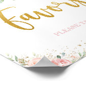 Chique Roze Bloemen Goud Blad Favorieten Bord Poster (Hoek)