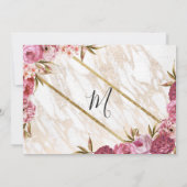 Chique roze bloemen goud marmer save the dates date (Achterkant)