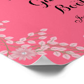Chique Roze Bloemen & Parels Trouw Poster (Hoek)