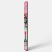 Chique Roze Bloemen Parijse Scrapbook Samsung Galaxy Hoesje (Linkerkant)