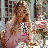 Chique Roze Bloemen Parijse Scrapbook Samsung Galaxy Hoesje