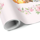 Chique roze bloemenbos Baby shower 1e Verjaardag Cadeaupapier (Rol Hoek)