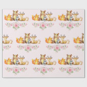 Chique roze bloemenbos Baby shower 1e Verjaardag Cadeaupapier (Vlak)