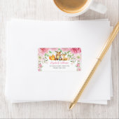 Chique roze bloemenbos dieren retouradres etiket (Insitu)