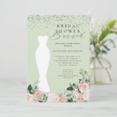 Chique roze bloemenbruids jurk Vrijgezellenfeest b Kaart (Staand voorkant)