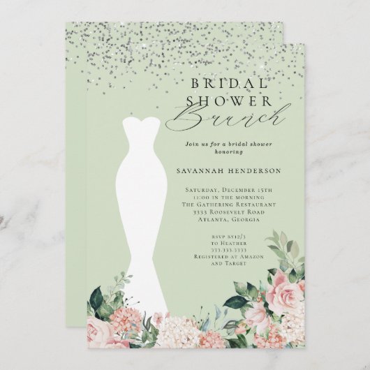 Chique roze bloemenbruids jurk Vrijgezellenfeest b Kaart (Voorkant / Achterkant)