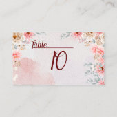 Chique roze bloemenbruiloft plaatskaartje (Achterkant)