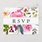 Chique roze bloemenbruiloft RSVP-Briefkaart Uitnodiging Briefkaart (Voorkant)