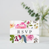 Chique roze bloemenbruiloft RSVP-Briefkaart Uitnodiging Briefkaart (Staand voorkant)