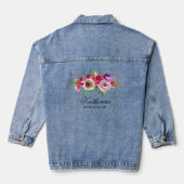 Chique roze bloemengepersonaliseerde bruidsmeisje  denim jacket (Achterkant)