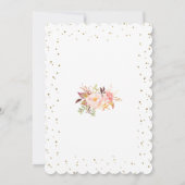 Chique Roze Bloemengoud Eerste Heilige Communie Kaart (Achterkant)