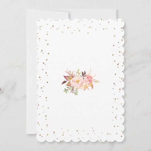 Chique Roze Bloemengoud Eerste Heilige Communie Kaart (Achterkant)