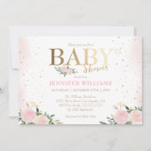 Chique roze bloemengoud meisje Baby shower Kaart (Voorkant)