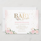 Chique roze bloemengoud meisje Baby sprinkle douch Kaart (Voorkant)