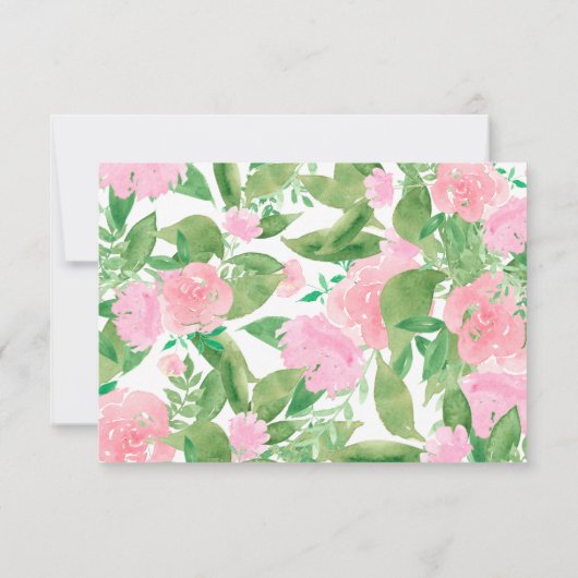 Chique roze bloemenkalligrafie RSVP-respons RSVP Kaartje (Achterkant)
