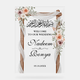 Chique roze bloemenmoslim islamitische arabische p acryl bord