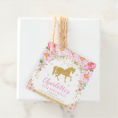 Chique roze bloemenpaard verjaardagsfeestje dank u bedankjes labels (In situ)