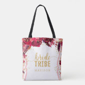Chique roze bloemenstrepen gouden Confetti bruidst Tote Bag (Achterkant)