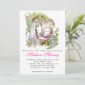 Chique roze bloementuinstoel Baby shower Kaart (Staand voorkant)
