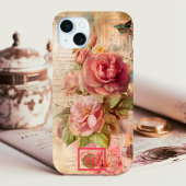 Chique  roze bloemige getransedeerde papyrus Case-Mate iPhone case