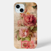 Chique  roze bloemige getransedeerde papyrus Case-Mate iPhone case (Achterkant)