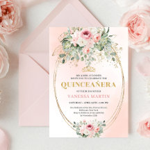 Chique Roze Bloemige Gouden Quinceañera Boho Uitno