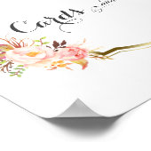 Chique roze bloemige gouden trouwkaarten en -gesch poster (Hoek)