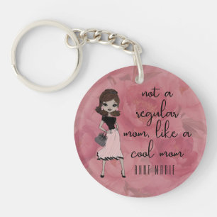Chique Roze Bloemige Moederdag Schattige ‘Coole Mo Sleutelhanger