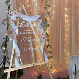 Chique Roze Bloemige Moslim Islamitische Arabische Acryl Bord